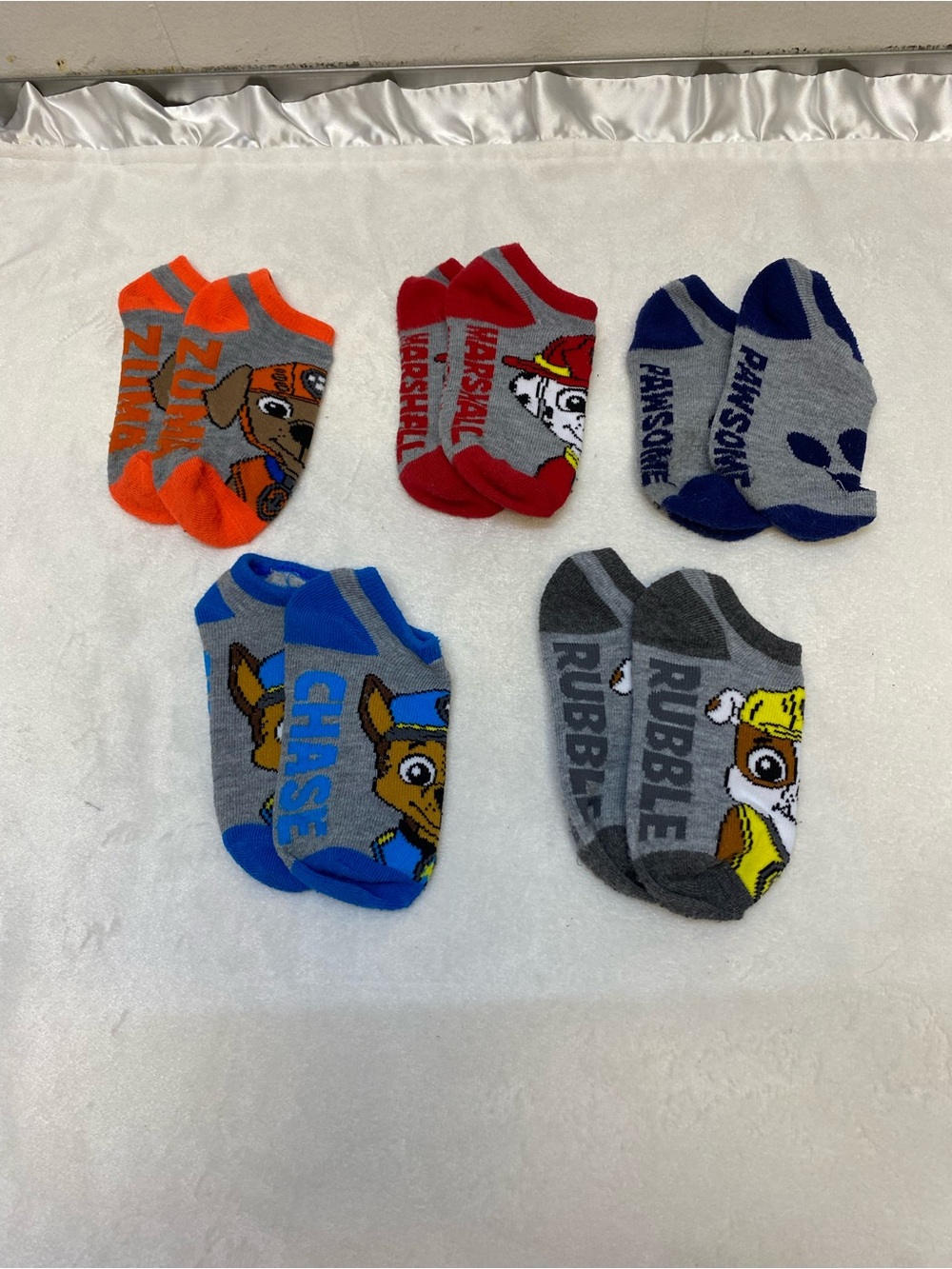 Boys 4T Paw Patrol Chase Marshall Rubble Paw Socks 5 pairs low cut